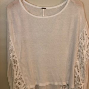 Free People shirt with Crochet side openings